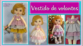 VESTIDO DE VOLANTES PONIBLES patrón gratis muñeca 33 cm video - 554