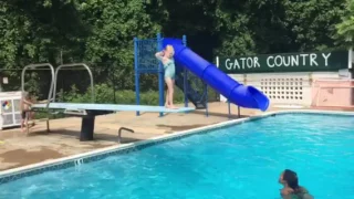 Em going off diving board first time