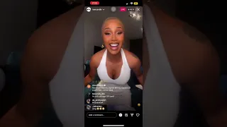 Cardi B live talking about new record Bongos and signing cds