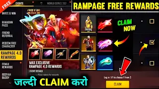 Rampage 4.0 Event all Free Rewards | Free fire new event | rampage event legendary bundle free fire