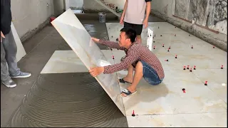 Excellent Techniques In Construction Of Living Room Floors Using Large Size Ceramic Tiles 120x120cm