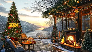 Smooth Jazz Instrumental Music ⛄ Cozy Winter Coffee Shop Ambience with Crackling Fireplace for Relax