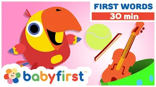 Toddler Learning Video w Larry | First Words | Musical instruments & Sports for Kids | Baby First TV