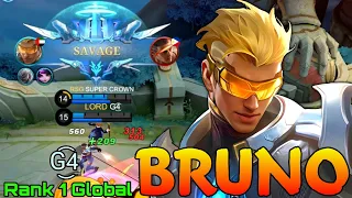 SAVAGE! Bruno Aggressive Gameplay - Top 1 Global Bruno by G͜͡4 - Mobile Legends