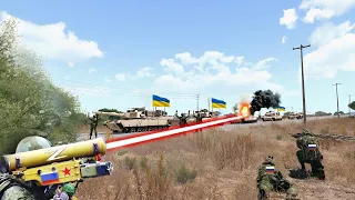 Russian Elite Forces anti-tank Laser Missile destroys Ukrainian Tank Convoy in seconds