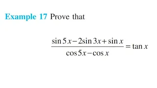 sin5x-2sin3x+sinx/cos5x-cosx=tanx || 11th math chapter3 trigonometry example17