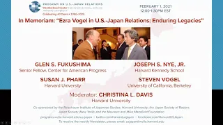 In Memoriam: "Ezra Vogel in U.S.-Japan Relations: Enduring Legacies"