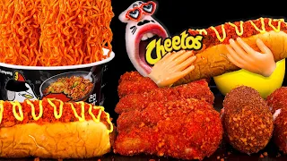 Spicy Chicken Noodles, Cheetos Chicken, Hot Dog and Corn Dog ASMR Mukbang Eating Show