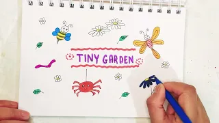 Tiny Garden | simple drawing of garden bugs| easy drawing | cute drawing| felt pen| brush pen