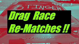 1/4 Mile Re-Matches !!! Kia Stinger Vs. Mustang GT & Pontiac G8 GT