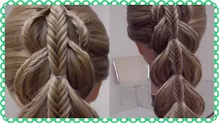 Коса на косе с резиночками, декорированная косичками. Видео-урок. Hair tutorial