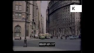 1960s Wall Street, Manhattan Street Scenes, Static Shot, 35mm