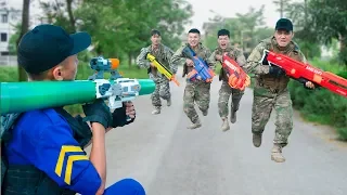 Battle Nerf War: Rocketman Nerf Guns Robber Group FORTNITE ROCKET LAUNCHER BATTLE