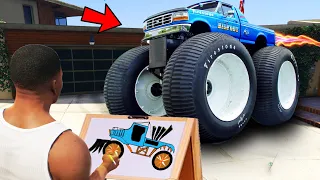 Franklin Uses Magical Painting To Make Biggest Booster Monster Car In Gta V ! GTA 5 new