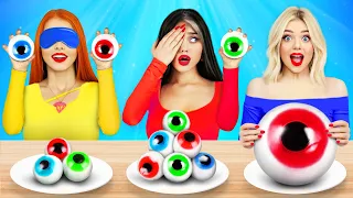 No Eyes, One Eye and Two Eyes Challenge | Last To Stop Eating Honey Jelly Eyeball! Mukbang by RATATA