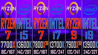 i5 13600K vs R7 7700X vs i7 13700K vs R7 7800X3D vs i9 13900K vs R9 7900X3D ||