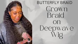 BUTTERFLY CROWN BRAID on DEEPWAVE WIG  #butterflybraid