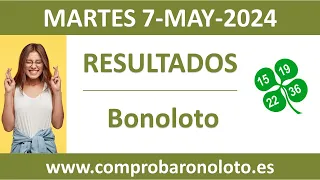 Resultado del sorteo Bonoloto del martes 7 de mayo de 2024