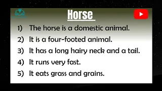 Essay on Horse in English | 10 lines on Horse in English | write a short essay on Horse in English