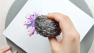 (411) Beautiful flowers | Steel scrubber rolling technique | Acrylic Pouring | Designer Gemma77