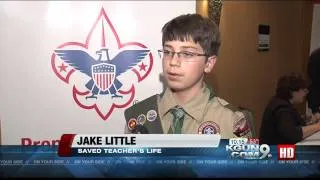 Boy Scout saves teacher's life