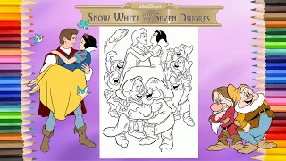 Disney Princess Snow White Prince Charming & Seven Dwarfs - Disney Coloring Pages