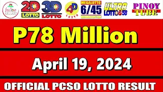 Lotto Result Today 9pm April 19 2024 6/58 6/45 4D Swertres Ez2 PCSO