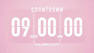 9 Hours Countdown Flip Clock Timer / Simple Beeps 🌸🔔