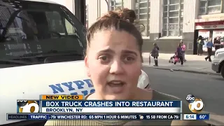 Box truck crashes into restaurant in New York