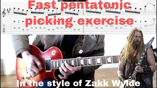 Fast pentatonic picking exercise + TAB (Style of Zakk Wylde)