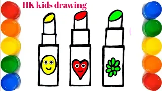 fun lipstick drawing, painting & colouring for kids , toddlers, kids art, how to draw lipstick