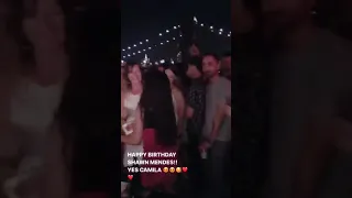 Shawn Mendes and Camila Cabello kissing at his 21st birthday party