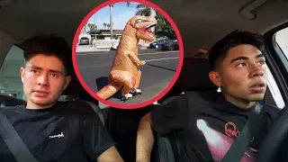 WE PUT A T-REX ON A SKATEBOARD !! (BAD IDEA)