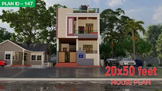 20 by 50 feet house tour with car parking , low budget house  𝗣𝗹𝗮𝗻 𝗜𝗗 - 147