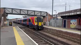 Southwestern Railway train to Waterloo pulling into Egham Train Station