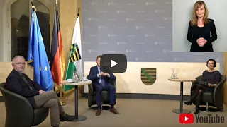 Ministerpräsident Michael Kretschmer und Dr. Thomas Grünewald beantworten Fragen zum Thema Corona