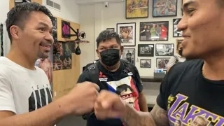 Manny Pacquiao comes back to Coach Freddie for training| Mark Magsayo watches his idol in training
