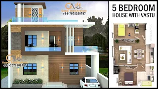 33'-0"x45'-0" 5 Bedroom Duplex East Facing 3DHouse Plan With Vastu | Gopal Architecture