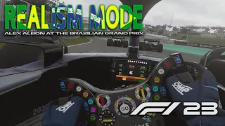 F1 23 Realism Mode | Alex Albon at Brazil Grand Prix | 100% Race + Cockpit Cam + No HUD + TrackIR