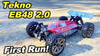 Tekno EB48 2.0 First Run! - Best RC 1/8 race buggy basher race kit