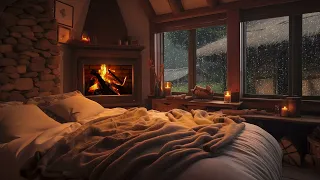Bedroom Serenity ASMR - Rainy Ambience and Crackling Fireplace for Deep Relaxation & Improve Sleep