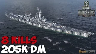 World of WarShips | Montana | 8 KILLS | 205K Damage - Replay Gameplay 1080p 60 fps