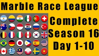 Marble Race League Season 16 Complete Race Day 1-10 in Algodoo / Marble Race King