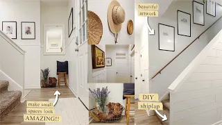 Extreme Hallway / Stairway Makeover • Budget Friendly • Farmhouse • French Country Cottage • Modern
