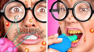 RELOOKING Extrême d’INTELLO 🤓 *Comment devenir POPULAIRE* Transformation esthétique avec des gadgets