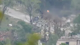 Ukrainian ATGM Launched Fire on Moving Russian BRDM 2 vehicle