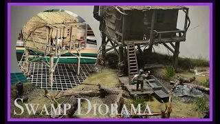 Build a wood cabin in a swamp diorama