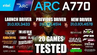 ARC A770 16GB Launch Driver VS Previous Driver VS New Driver | R9-7950X3D | 1080p - 20 Games Tested