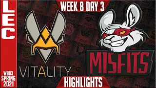 VIT vs MSF Highlights | LEC Spring 2021 W8D3 | Team Vitality vs Misfits Gaming