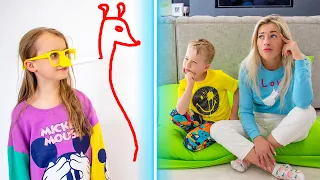Drawing with NOSE Challenge | Gaby and Alex Show